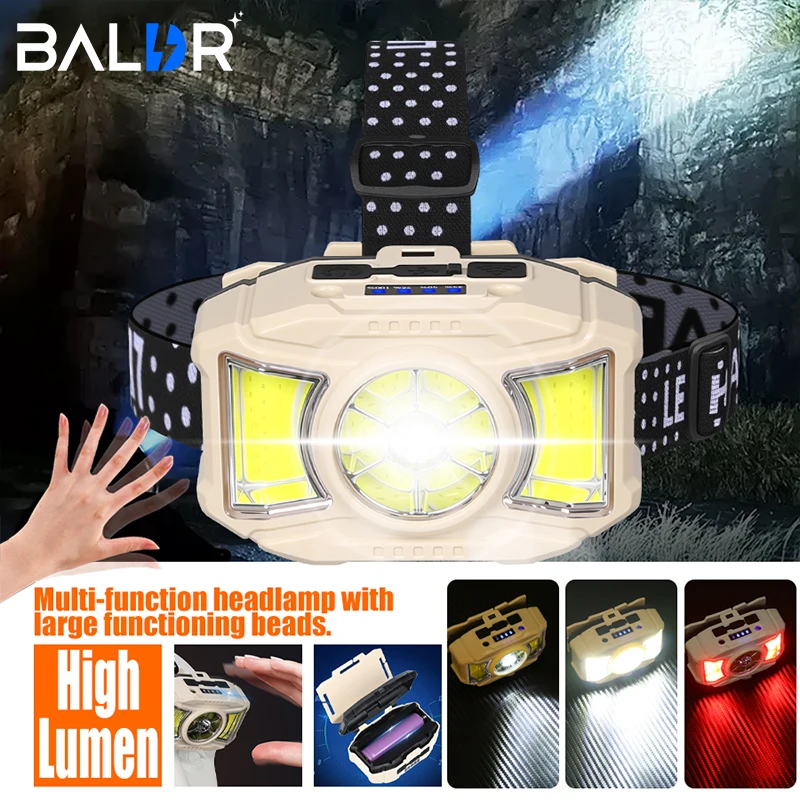 

Powerful LED Induction Headlamp 5 Lighting Modes Type-C Charge Head Flashlight Outdoor Waterproof Camping Fishing Headlight
