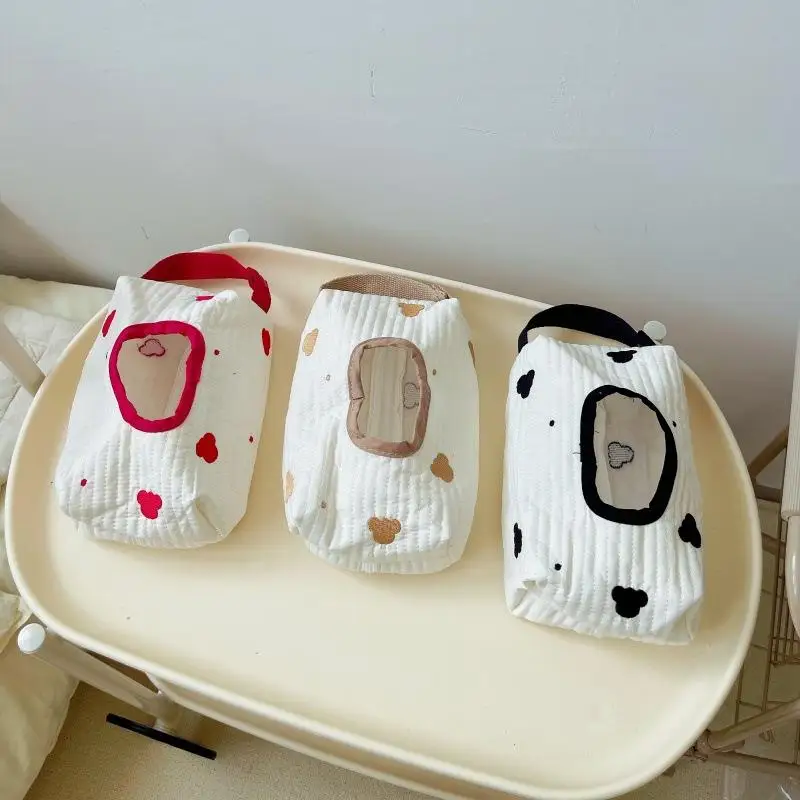 【Simple Portable Fabric Tissue Box Car Hanging Wet Wipes Case Storage Pouch Multifunctional Paper Holder Napkin Organizer】 view 5