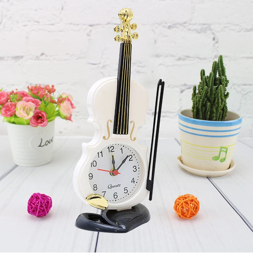 

Creative Simulation Violin Shape Alarm Clocks Musical Instruments Modelling Desktop Clock Digital Clocks Home Office Decoration(