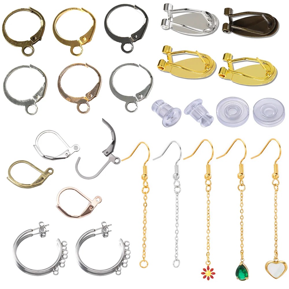 Assorted Earring Hooks Lever Back Ear Clasps Ear Wire Earplugs DIY Jewelry Making Findings Accessories Multi Color Wholesale