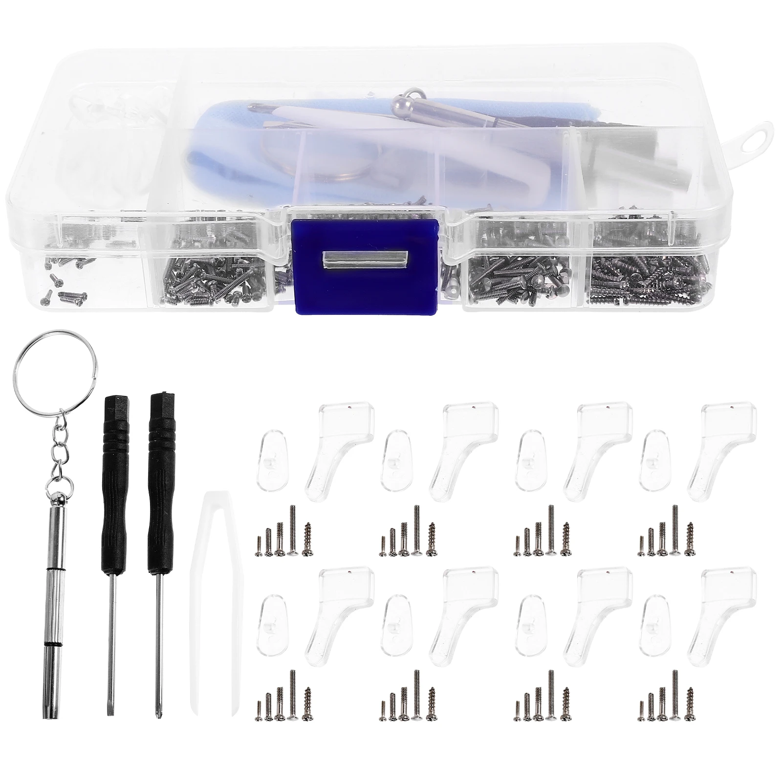 

Glasses Repair Kit Stainless Steel Screws Nose Pads Eyeglass Parts Frame Supplies Accessories Durable Plastic Silicone Tools Fix