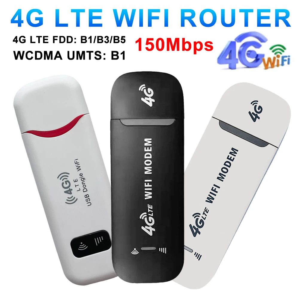 Wireless LTE WiFi Router 4G SIM Card Portable 150Mbps USB Modem Pocket Hotspot Dongle Mobile Broadband for Home Office WiFi