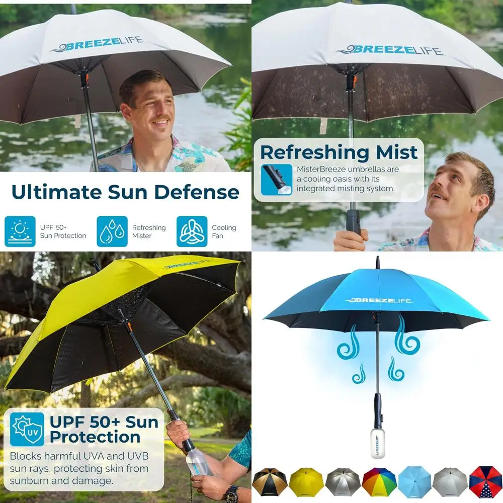 

Portable Rechargeable Mist Fan Umbrella, Sun Protection with Mist and Fan, Ideal for Outdoor Events and Beach Use