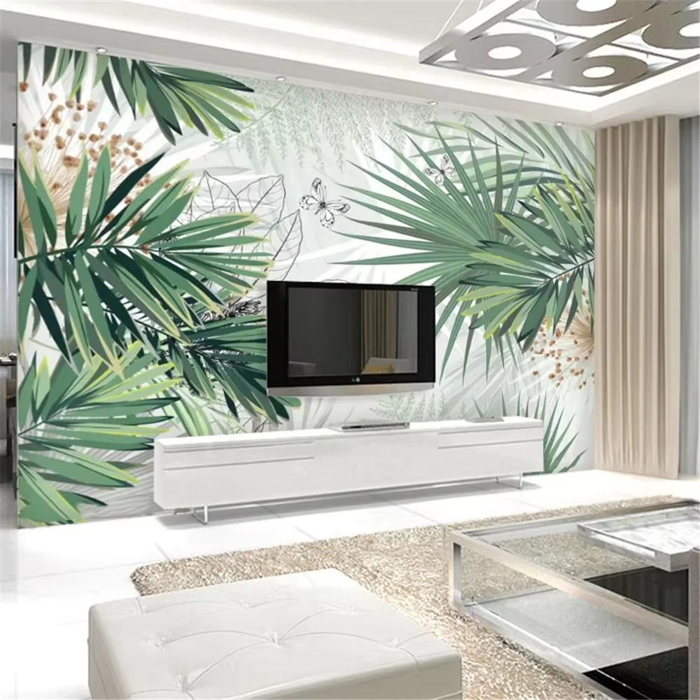 Customizable 3D Medieval Tropical Rainforest Banana Leaf wallpapers for living room TV Wall Murals Sticker Background home Decor