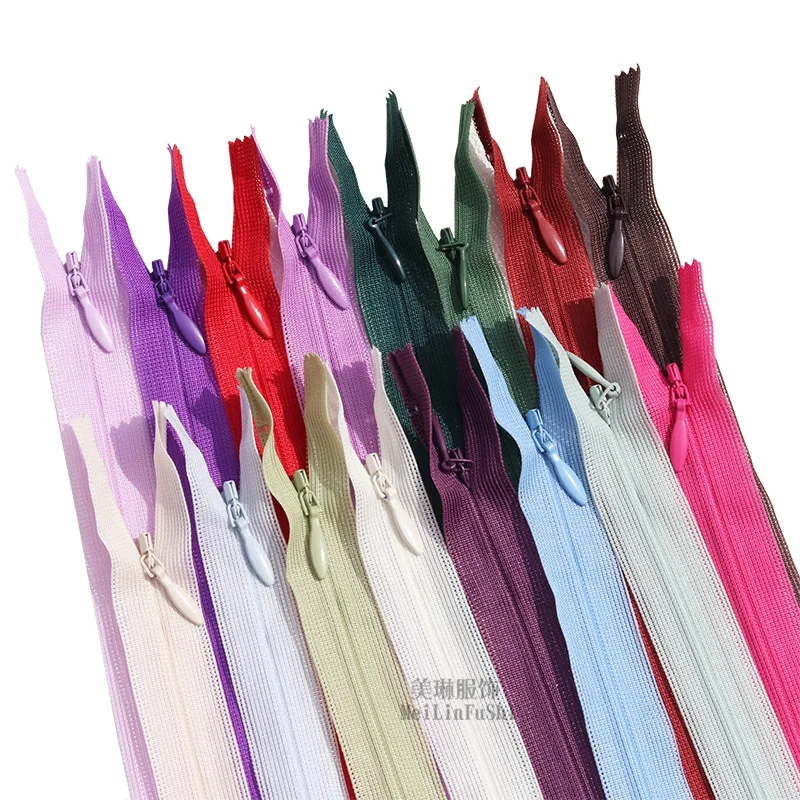 

30 Pieces YKK2 Silk Edge Invisible Zipper Genuine Dress Throw Pillow Nylon Closed Lock 20 25 40 60 cm