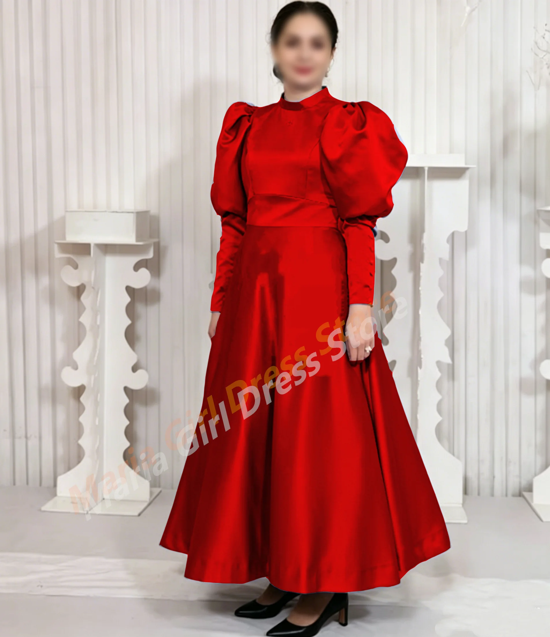 Luxury Satin Mother Of The Bride Dresses A-line Unique Women Guest Prom Gowns For Mom Custom Full-Sleeve Long Style Party Gown view 4