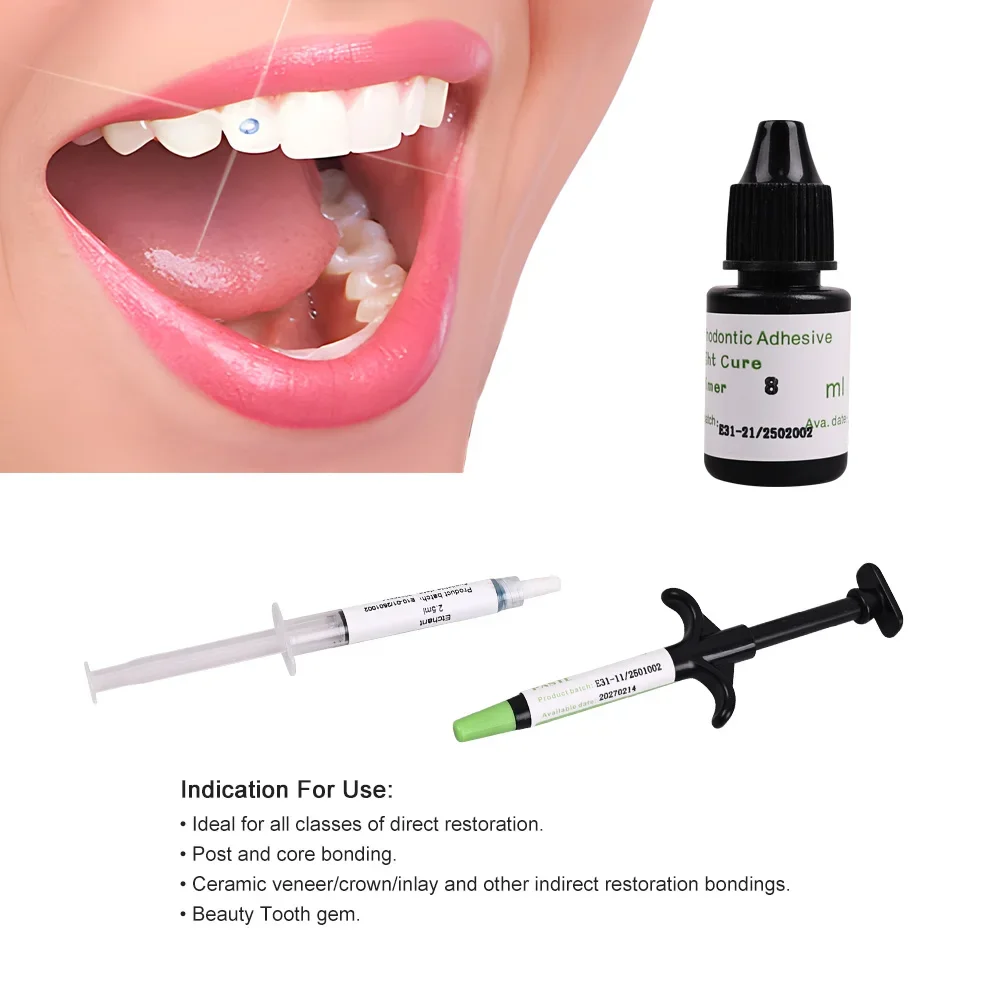 دعامة الأسنان الأخضر الغراء المواد اللاصقة تقويم الأسنان العالمي علاج الضوء لقوس أنبوب السندات لصق محفور حمض هلام طبيب الأسنان المواد