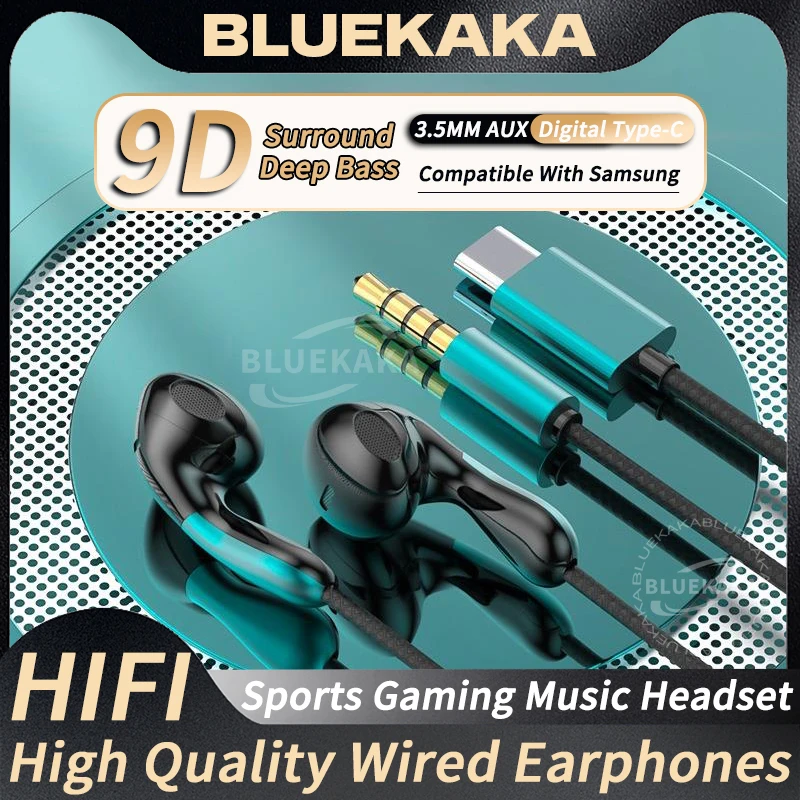 New Type-c 3.5mm In-Ear Wired Headphone Hifi Stereo Sport Music Earbud Handfree Headset Earphones With HD Mic For Xiaomi Samsung