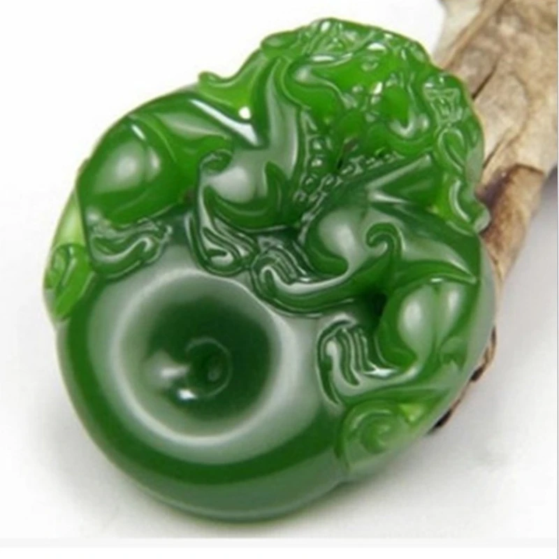 Jade Double Pixiu Pendant with Outer Mongolian Stone To Run Hollow Fashion Ruyi Pendant