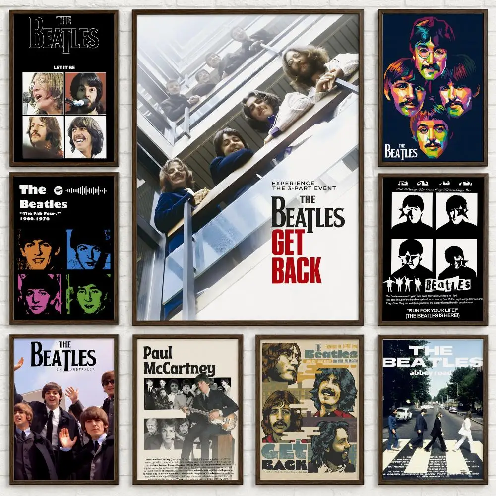 Band The Beatles Poster Self-adhesive Art Waterproof Paper Sticker Coffee House Bar Room Wall Decor