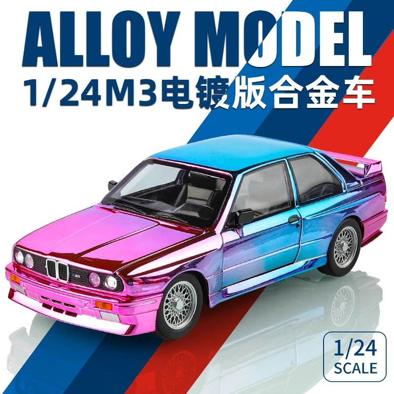 Simulation galvanisée 1:24 BMW M3 modèle de voiture de sport avec son et lumière Collection de véhicules jouets pour enfants Voiture Miniature