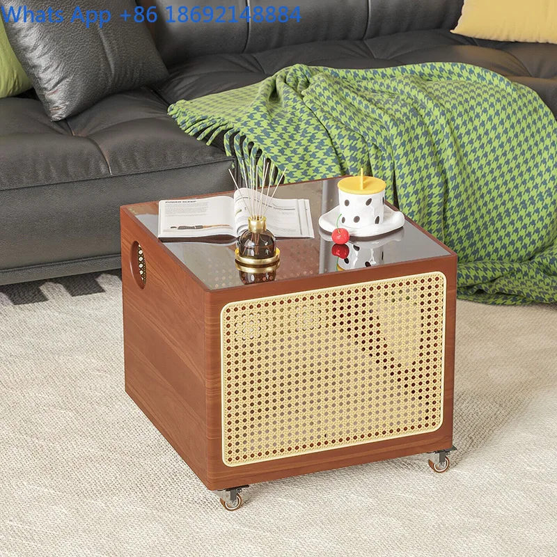 Pet Shared Furniture Cat Bed Dog Bed Solid Wood Rattan Bedroom Floor Side Table Cabinet Movable Cat Table