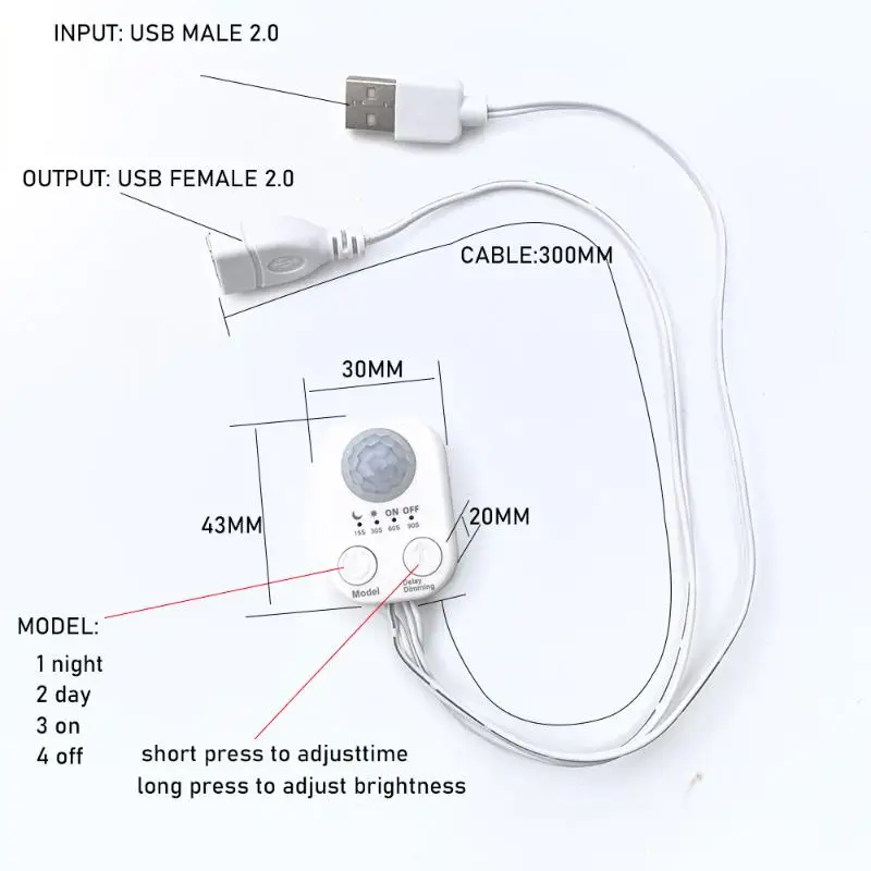 1/2 مجموعات من تيار مستمر 5 فولت-24 فولت USB الطاقة PIR جسم الإنسان مستشعر حركة بالأشعة تحت الحمراء التبديل لأضواء LED