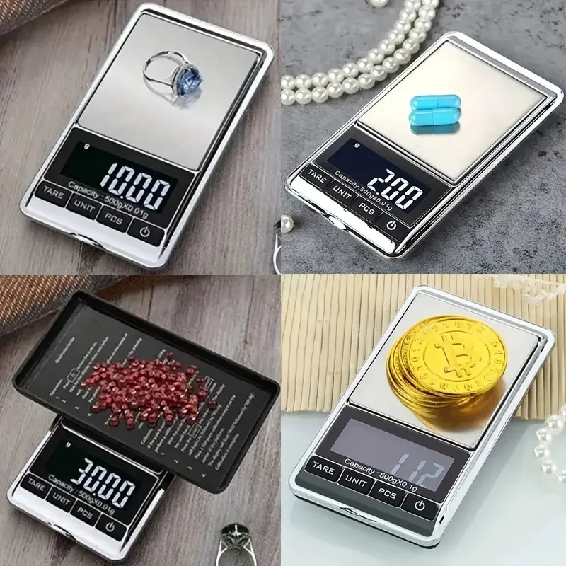 Imagem -06 - Mini Balança Digital de Alta Precisão Retroiluminação Lcd Escala de Bolso Elétrica para Jóias Peso de Grama para Cozinha 0.01g 100g 200g 500g