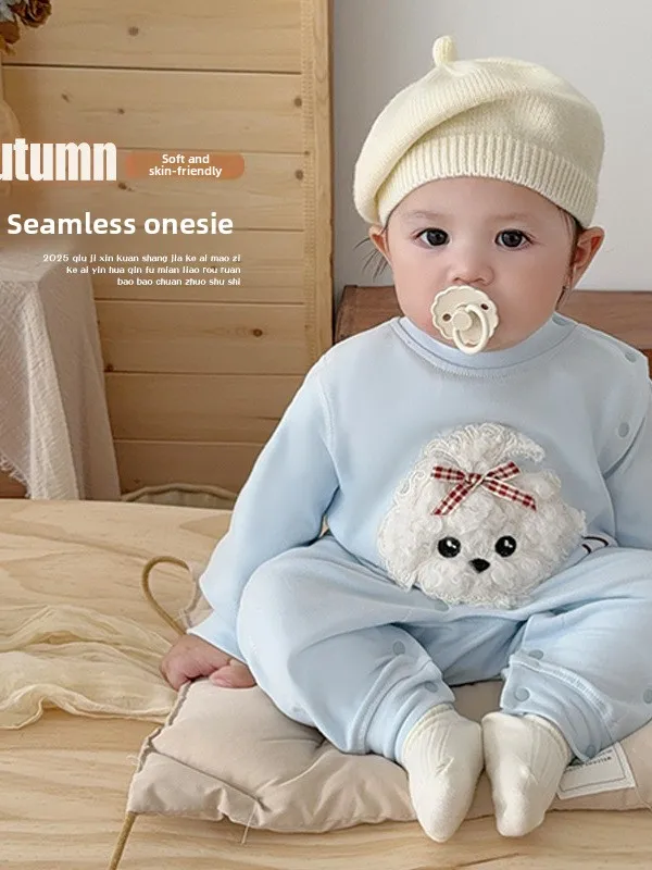 Suave Plu algodón largo Sve Baby Rer primavera otoño ex cómodo traje cálido coreano Sle redondo Ne ropa de bebé