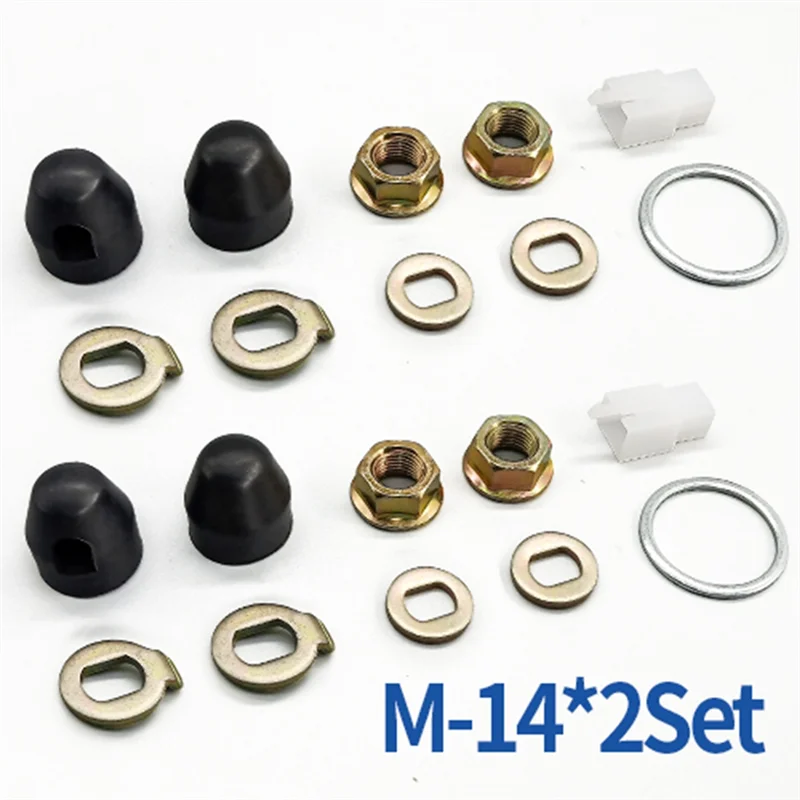 M14 2Set Ebike Wheel Motor Shaft 14mm Shaft Screw Cap Washer/Spacer/Nut Cover E-Bike Wheel Lock for 500-5000W Motor