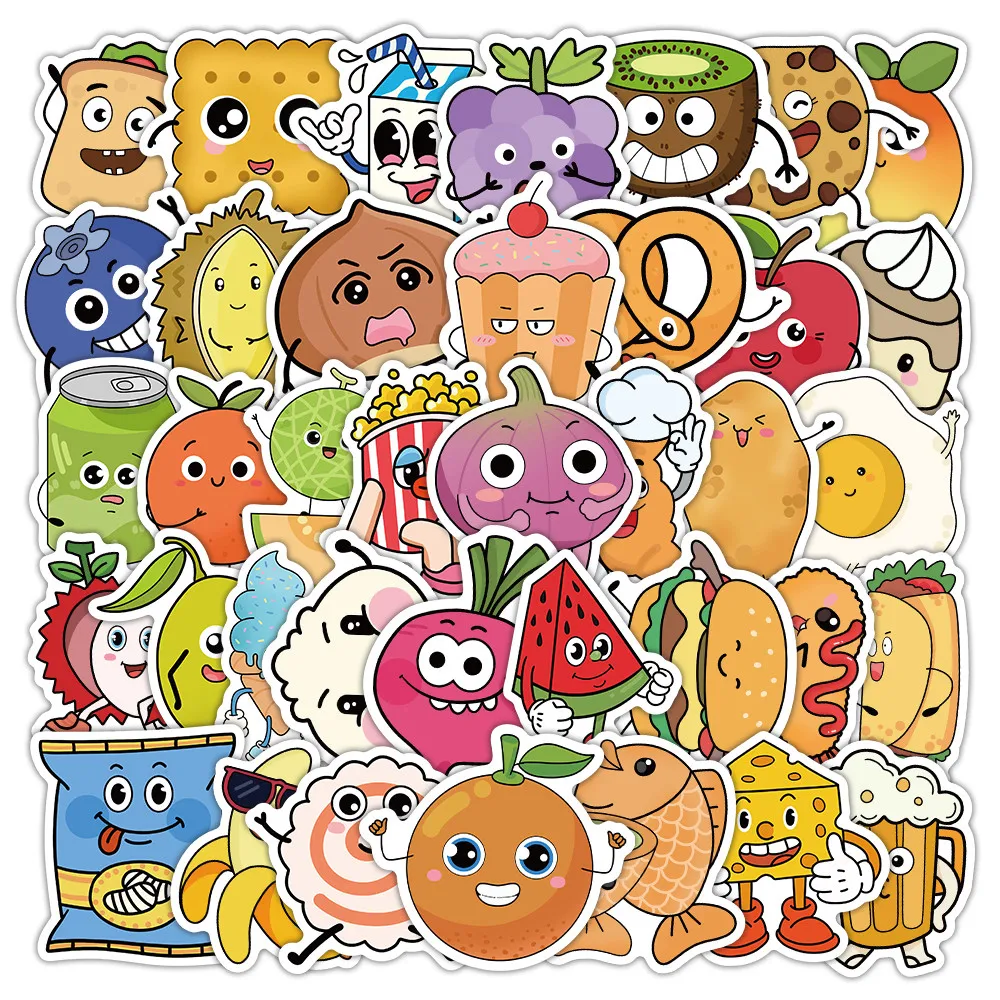 52-Piece Minimalist Fresh Food B Stickers - Cute Decorative Decals for Hand Journals, Phone Cases Golden Memory Stickers Store
