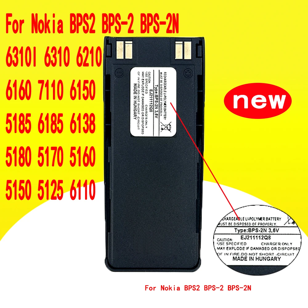 For Nokia BPS2 BPS-2 BPS-2N 6310I 6310 6210 6160 7110 6150 5185 6185 6138 5180 5170 5160 5150 5125 6110 New Battery