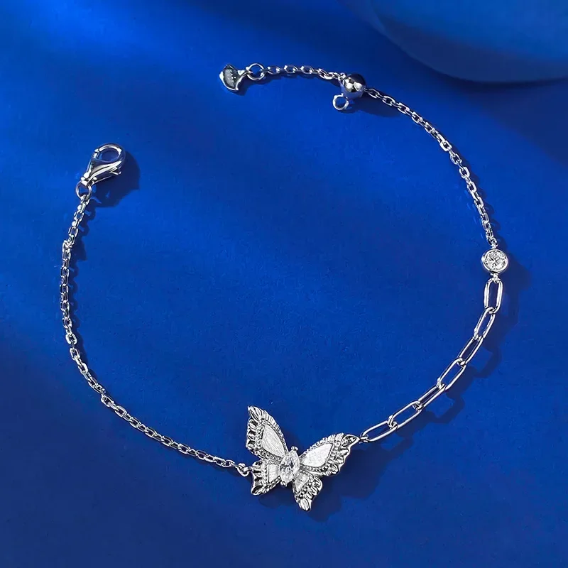 S925 sterling silver bracelet with plant series, Gula silk dreamy butterfly adjustable, high-end and fashionable style F