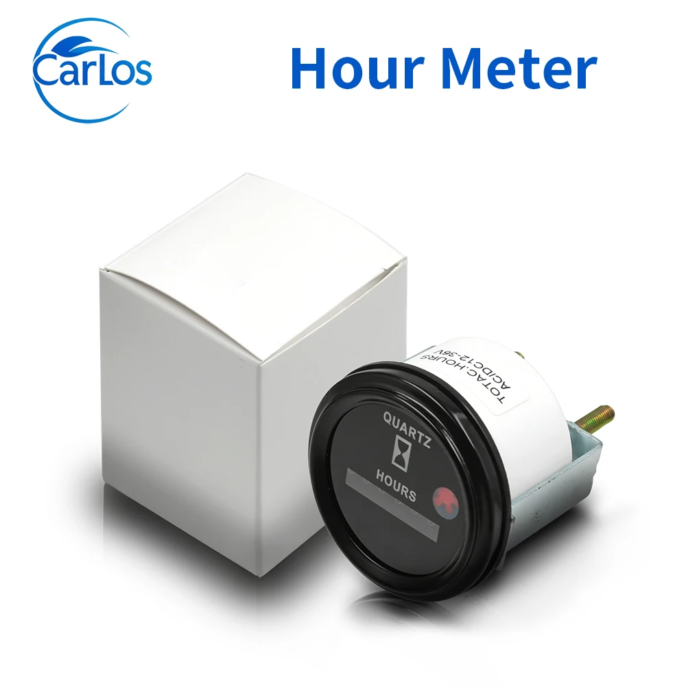 Round Mechanical Hourmeter  Hour Meter 12V- 36V  AC/DC12-36v Timer Auto Car Boat Generator Diesel Gasolin Petrol Engine