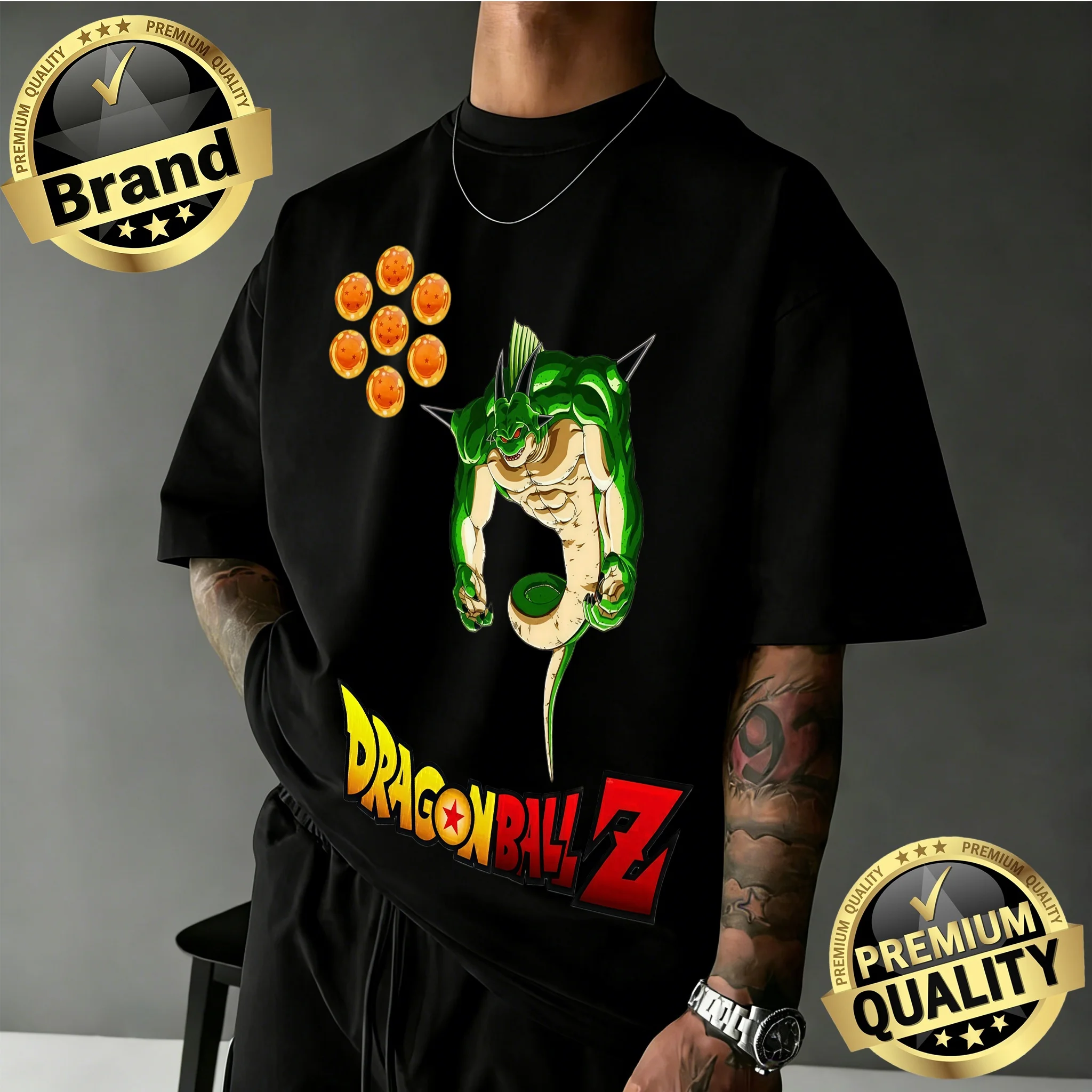 

Новинка 2026: Футболка оверсайз Dragon Ball | Футболка из 100% хлопка с ретро-графическим принтом Porunga & Dragon Balls для всей семьи