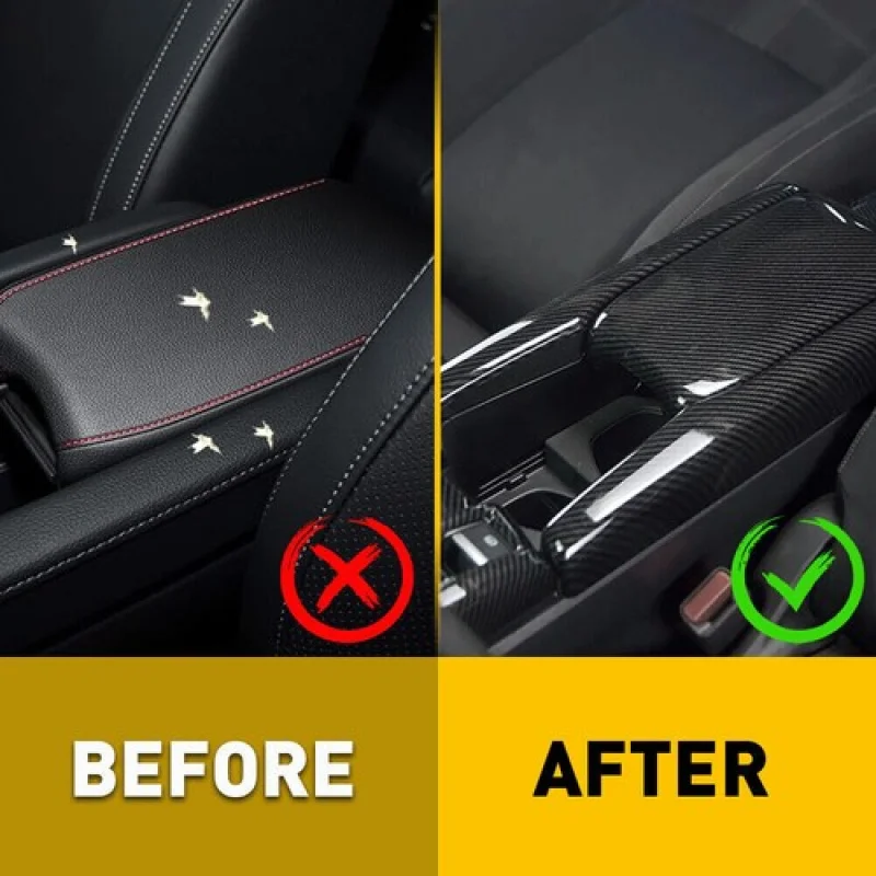 ل 2016 ~ 21 هوندا سيفيك الداخلية مسند الذراع المركزي لوحة صندوق ألياف الكربون الأسود