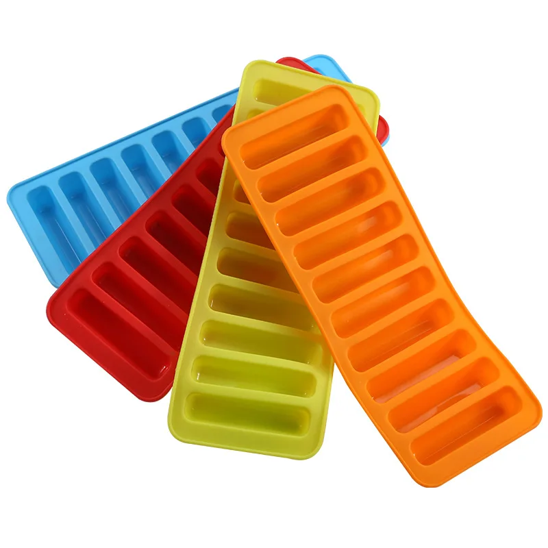 10 Holes Silicone Forms Long Strip Finger Biscuit Mold Oven Cake Puff Cube Ice Bar Mold Tray Bakeware DIY Kitchen Baking Tools