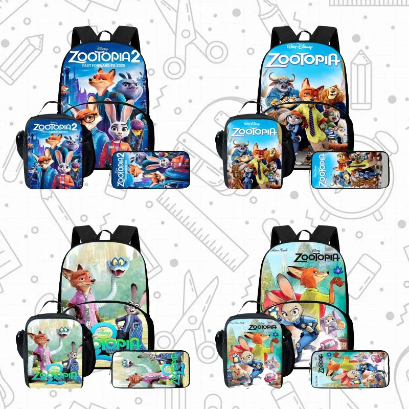 

Детский рюкзак Zootopia2 с рисунком из мультфильма с передним карманом, сумки для обеда, сумки-карандаши для детей от 5 до 5 лет, детские школьные сумки с героями мультфильмов для мальчиков и девочек