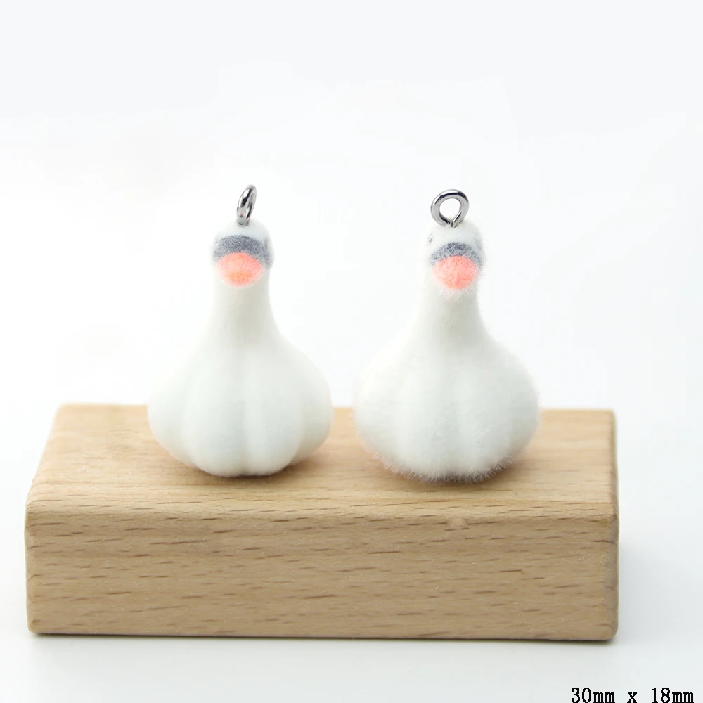 30pcs 3D Flocking Resin Fox Bee Garlic Duck Charms Animal Pendant for Necklace Keychain DIY Making Jewelry Accessories Wholesale