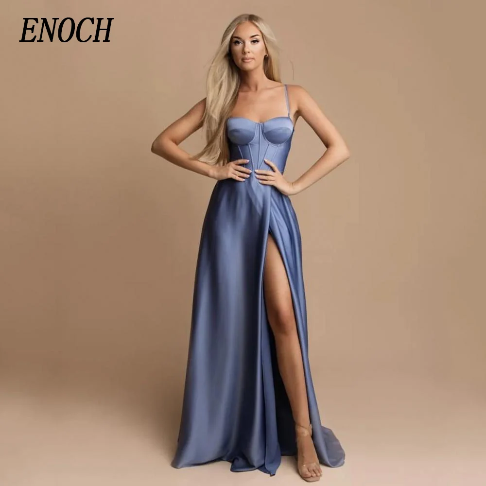 ENOCH-Vestidos De Fiesta De línea a con abertura lateral Simple, escote Corazón, tirantes finos, cordones en la espalda, largo hasta el suelo, nuevo