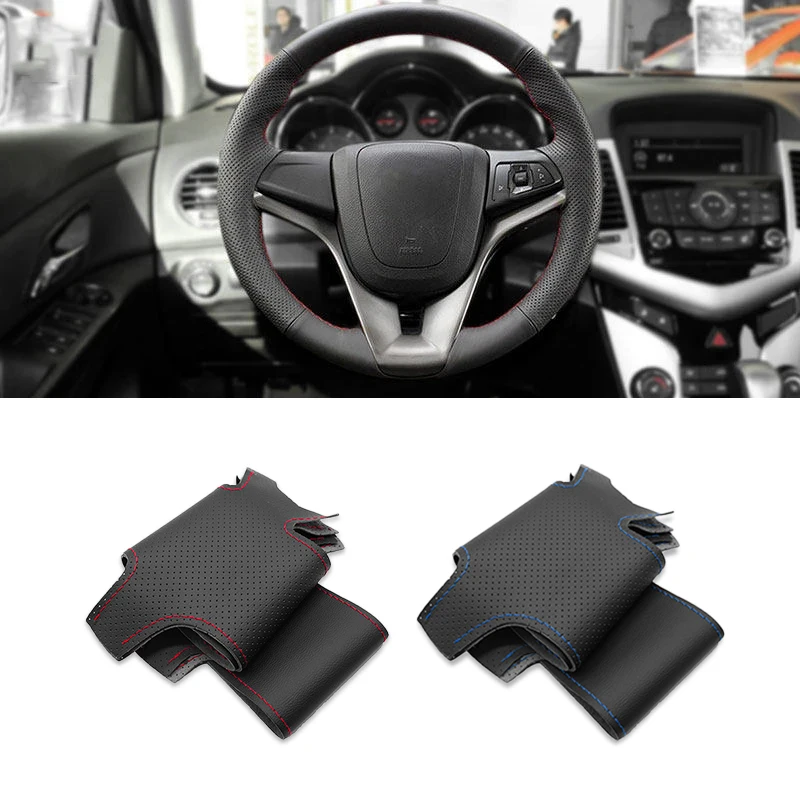 For Chevrolet Cruze 2009-2014 Aveo 2011-2014 Orlando 2010-2015 Ravon R4 2016-2018 Hand Stitched Car Steering Wheel Leather Cover