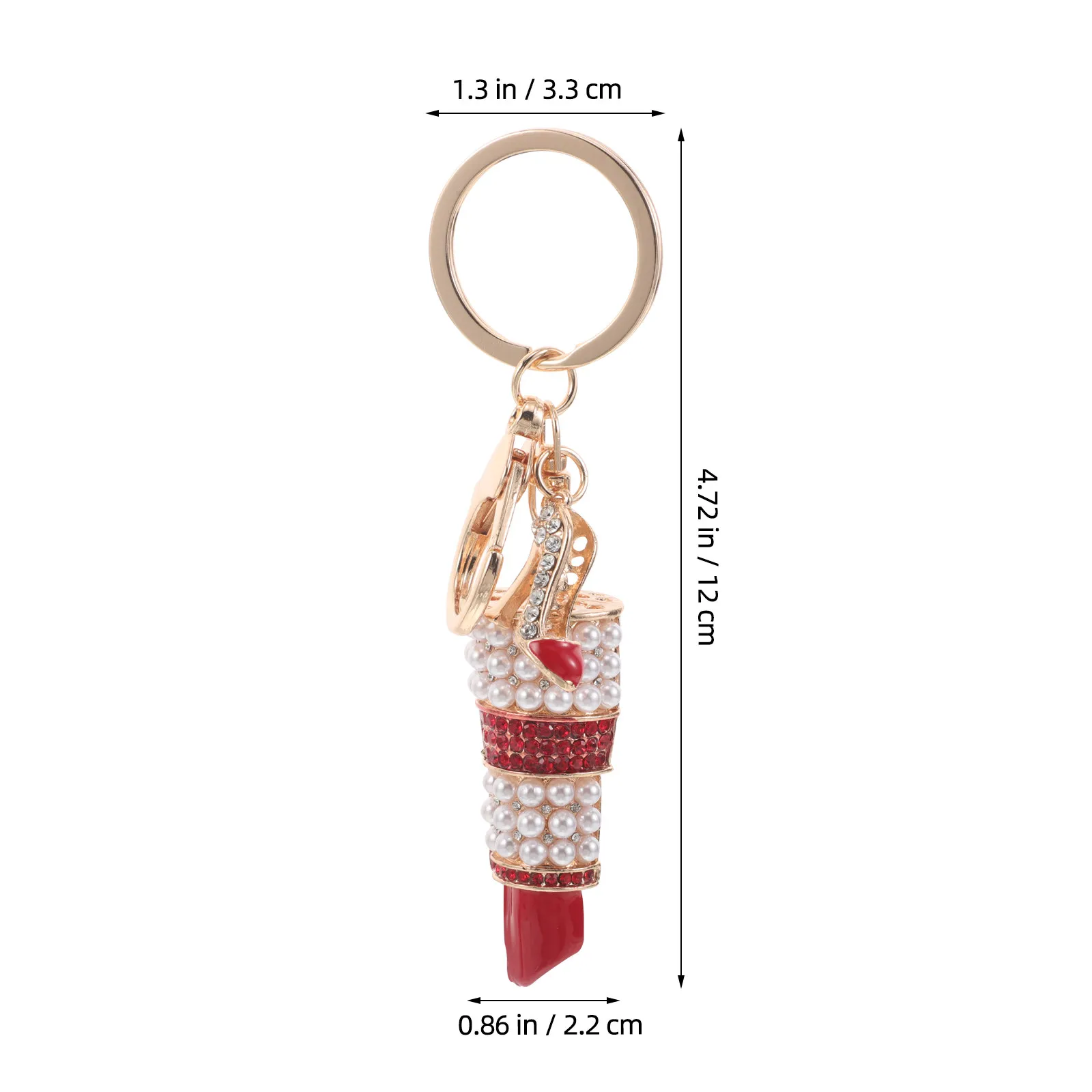 Sparkly Rhinestone Lipstick High Heel Pendant Keychain Elegant Bag Charm for Handbags Wallets Car Keys Fashion Accessory Women