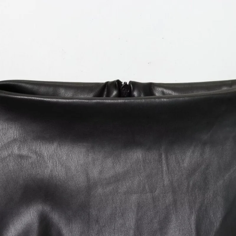 Mini abito da donna senza maniche con spalla imbottita in ecopelle Party Clubwear Elegante moda aderente corto