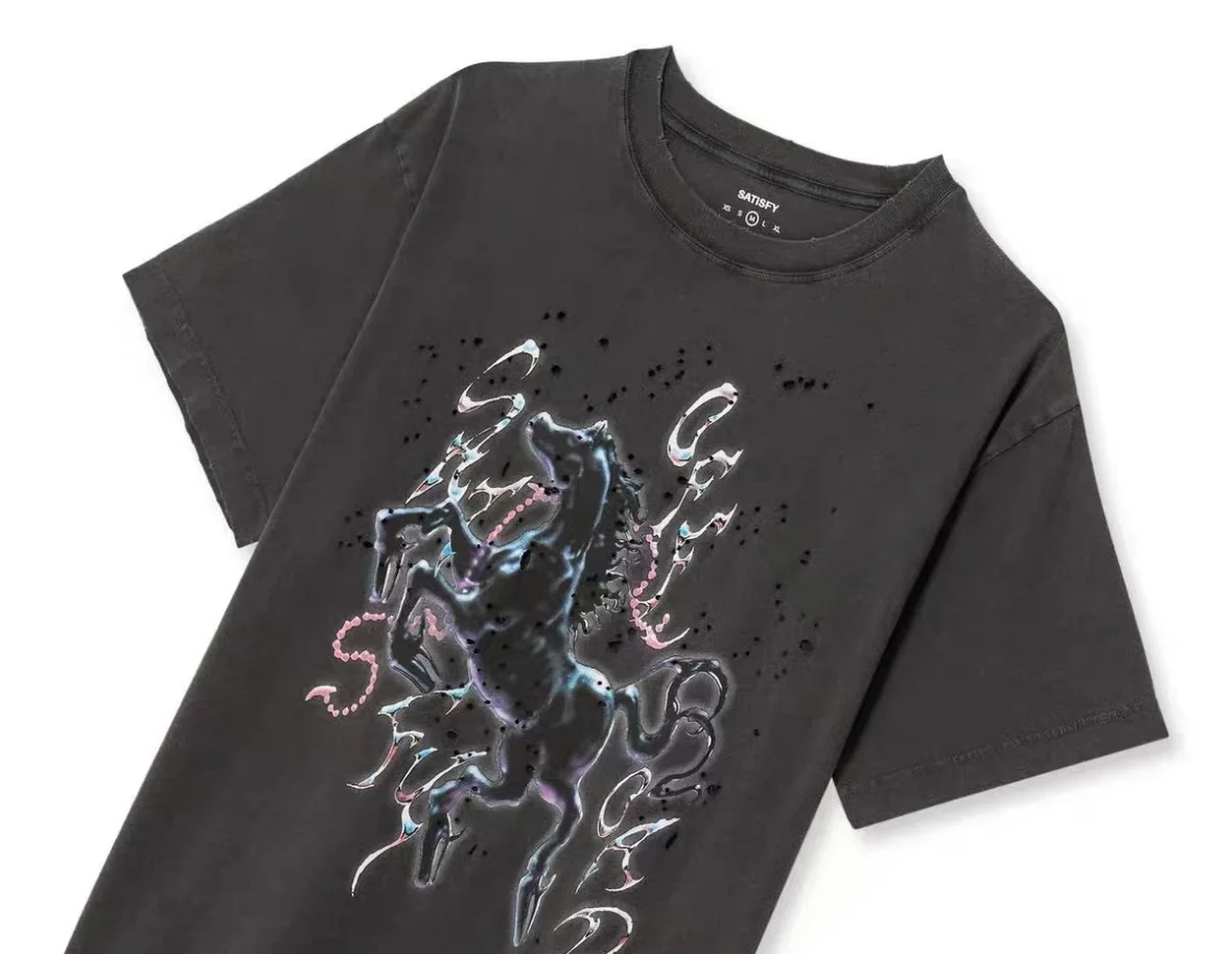 SATISFY Sports and leisure horse print short-sleeved T-shirt