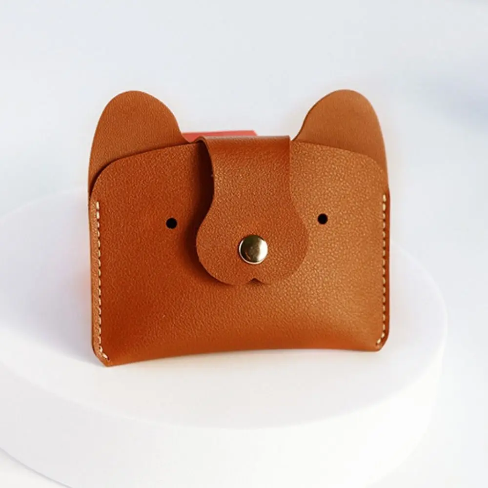 Nuovo cartone animato a forma di cane titolare della carta di colore puro in pelle PU Mini portafoglio portachiavi per le donne ragazze borsa della