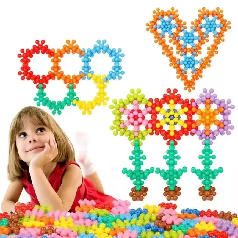 60/200PCS 3D Plum Building Blocks set Toys Snowflake Building Blocks giocattoli blocchi educativi fai da te Puzzle giocattoli per bambini Boy Girl Gifts