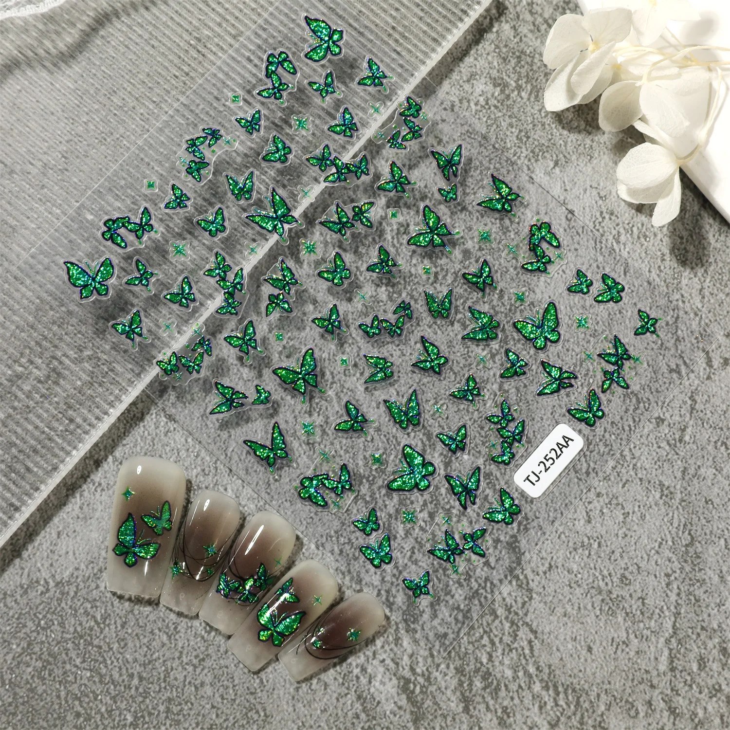 2pcs Blue Magic Butterfly Green Purple Small Butterfly Self-Adhesive Nails Sticker Nail Art Decals