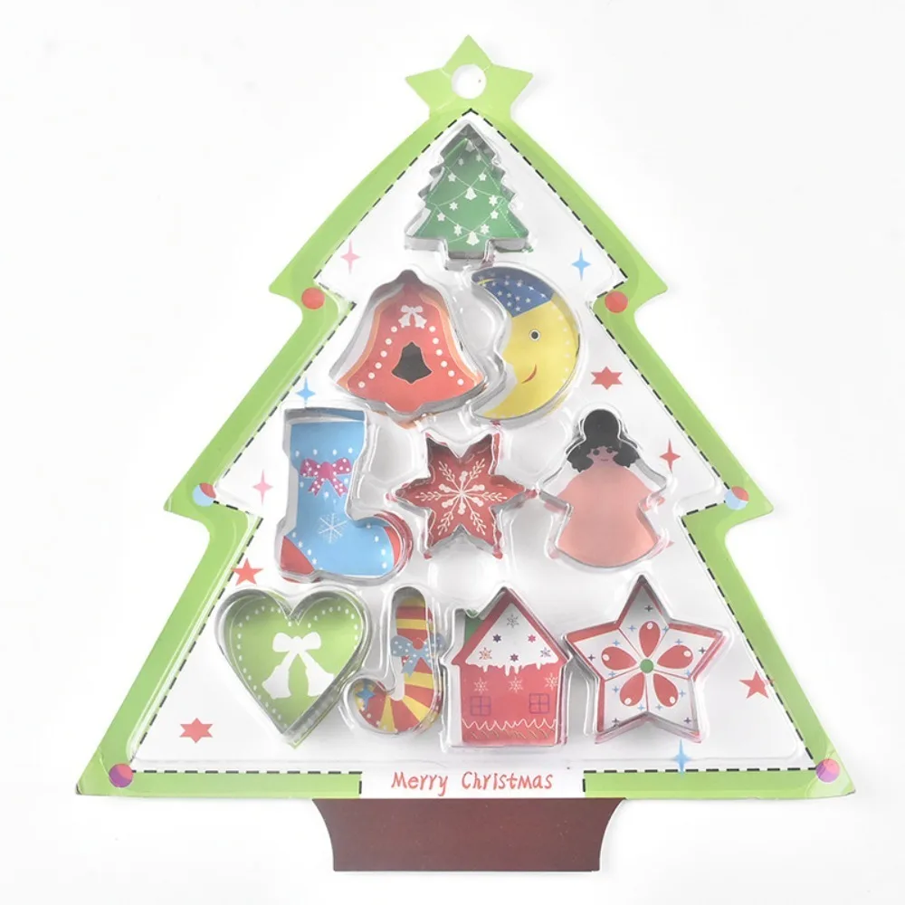 6/10Pcs Christmas Cookie Cutters New Stainless Steel Tree Star Snowflake Bell Snowman Love House for Baking DIY Christmas Decor