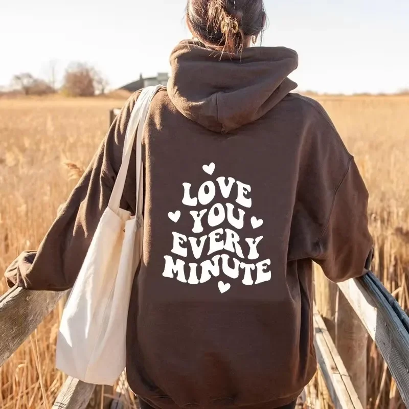 

LOVE YOU EVERY MINUTE Back Printed Sweatshirt Spring and Autumn Men and Women Long Sleeve Versatile Casual Tops Hoodie