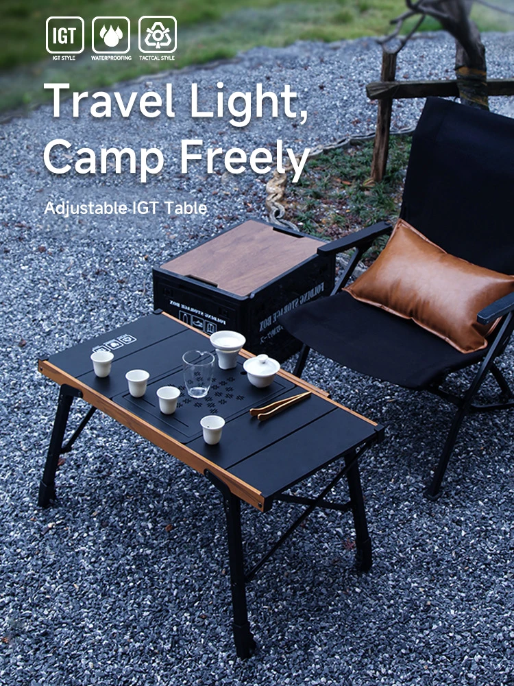 C67 Outdoor Aluminum Alloy Foldable Storage Table IGT Camping Equipment with Lifting Module Unit for Kitchen & Dining