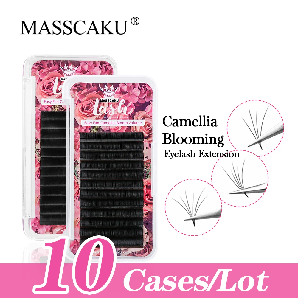 

10cases/lot Wholesale C CC D DD Curl Easy Fanning Lashes Extensions Matte Dark Black Soft Rapid Blooming Russian Volume Eyelash