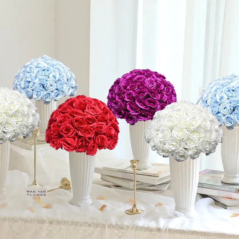 1pc 50CM Artificial Rose Flower White Hydrangea Wedding Party Decoration Bouquet Home Living Room DIY Arrangement Fake Flower