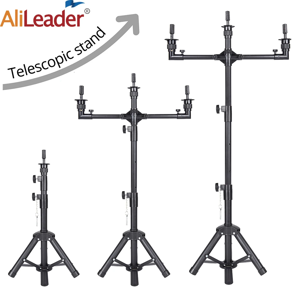 Multifunction Wig Stand With 3Holders 50Inch Training Mannequin Head Stand For Canvas Block Head High Quality Wig Tripod Stand