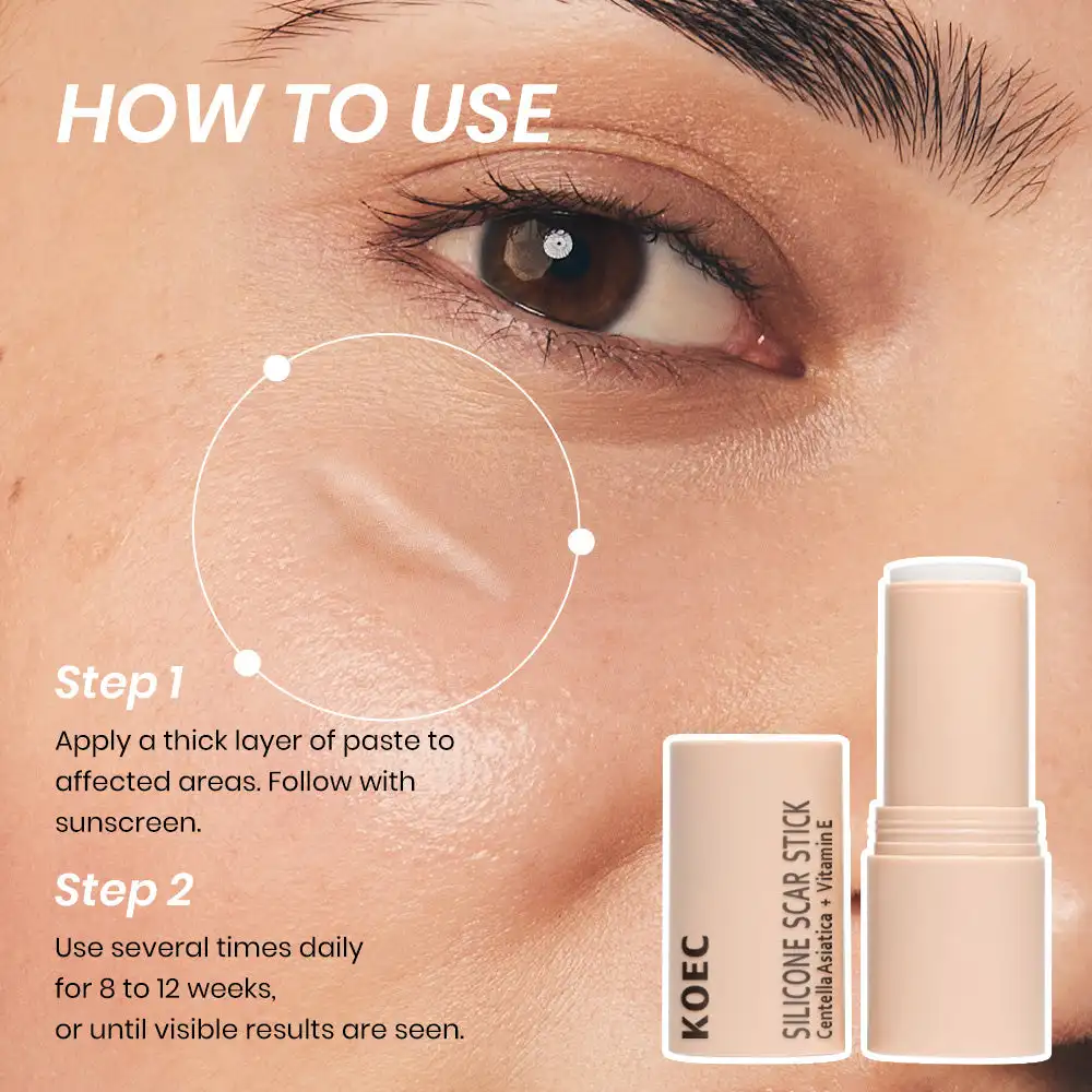 KOEC Silicone Scar Stick Smoothing Moisturizing Soothing Remodel Texture Restore Skin Integrity CICA Vitamin E Plant Extracts