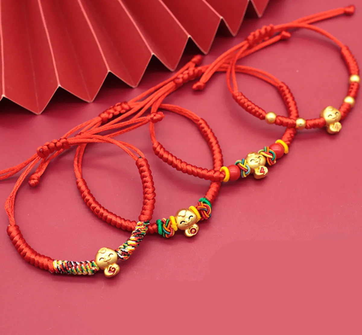 Red Lucky Red Rope Bracelet For Women Chinese Style Zodiac Snake Red Handmade Rope Braided Bracelet Good Luck Friendship Jewelry