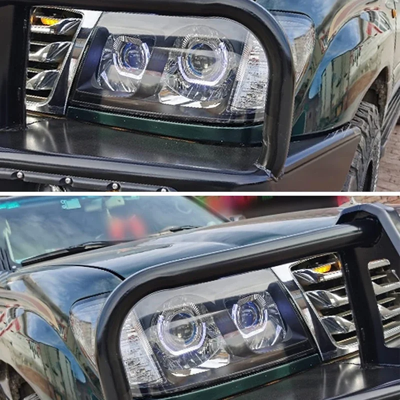 For Toyota LC100 Land Cruiser 4500 Full LED Headlamp Assembly 4700 Bi-xenon Projector Lens U-type Daytime Running Light