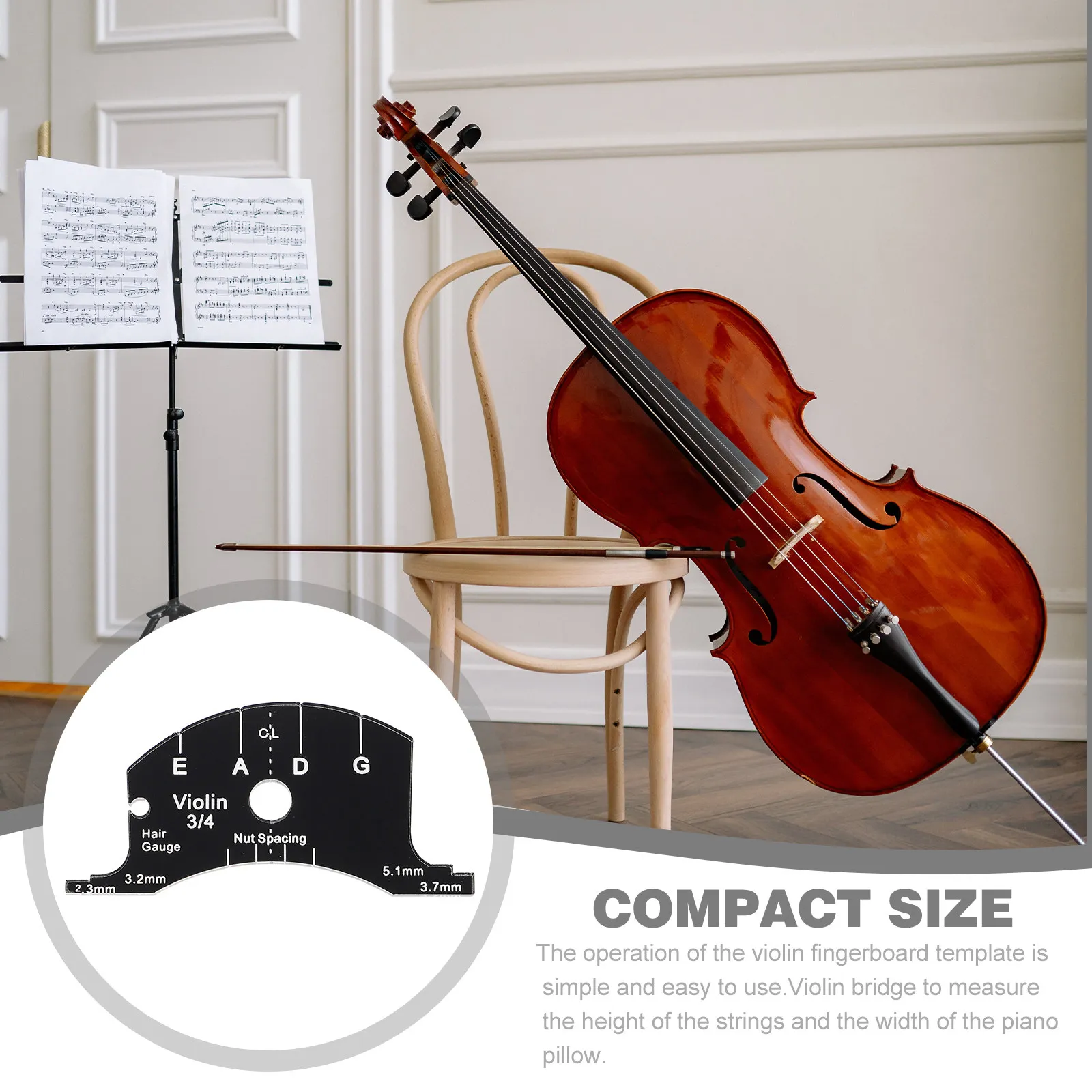 1Pcs Practical Violin Part Multifunctional Ruler Accurate Measurement Easy Operation Durable Material Black Violin Bridge