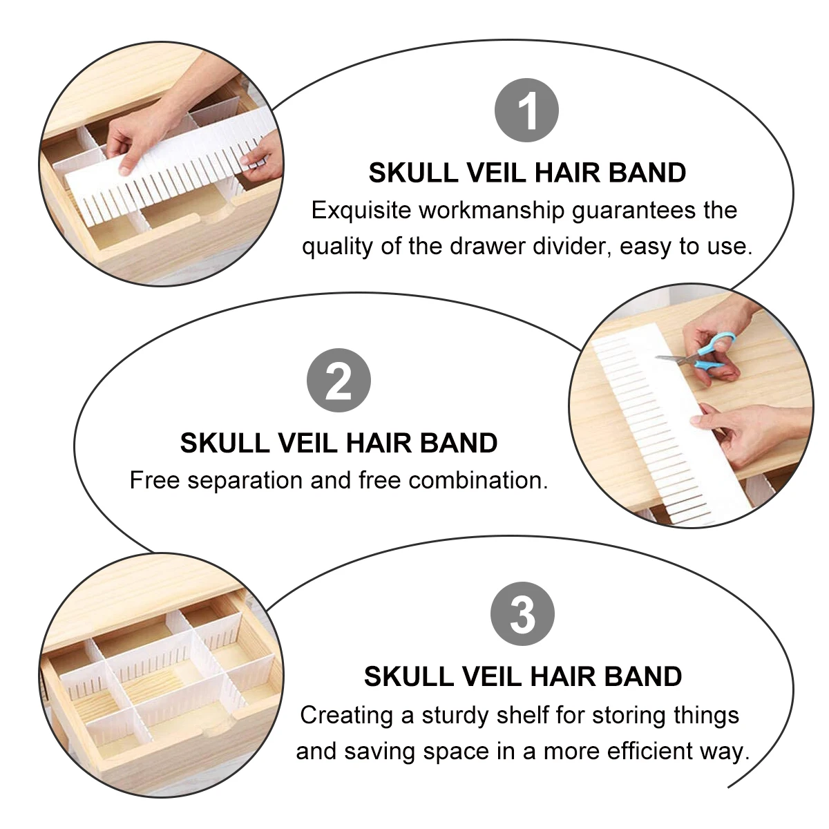 34 pcs Plastic Drawer Divider Set Pp Adjustable Free Combination Storage Organizer Eco-Friendly Rounded Corner Drawer