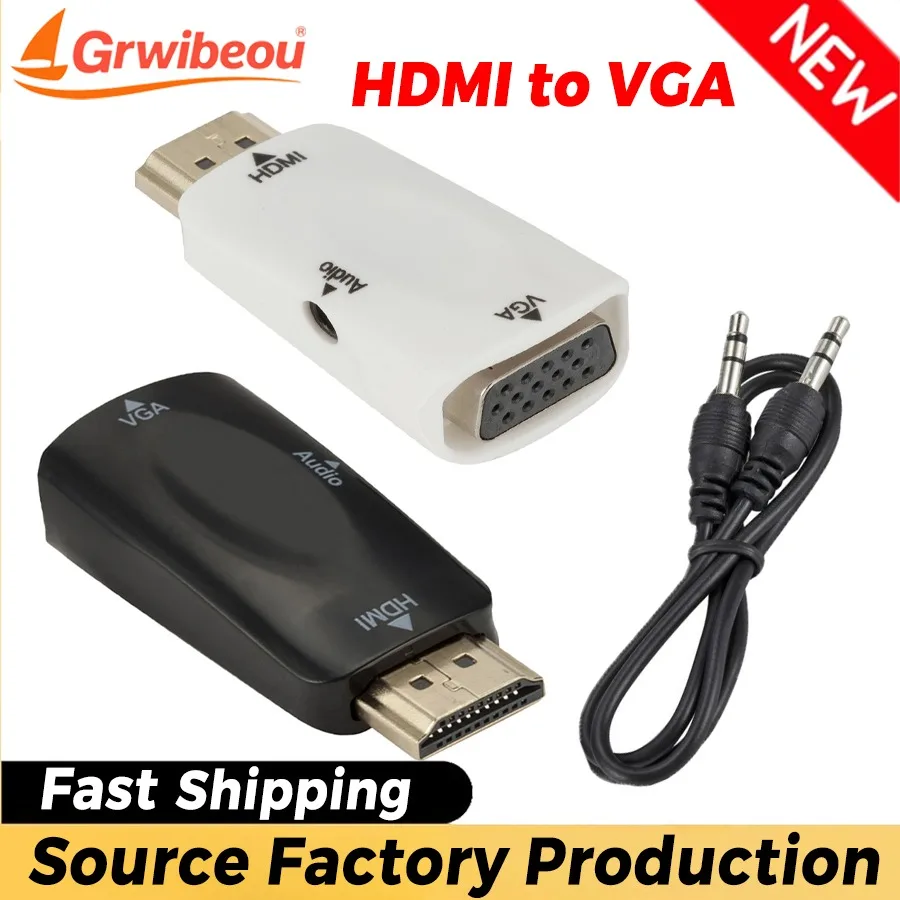 

HDMI-compatible To VGA Adapter Male To Female 1080P with 3.5mm Audio Jack Cable for PC Laptop TV Box Computer Display Projector