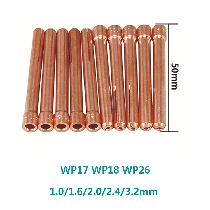Tungstênio Elétrodo Collet Tig Tocha Consumíveis Collet para Wp17 Wp18 Wp26 Tig Tocha 1.6 2.0 2.4 3.2 mm de